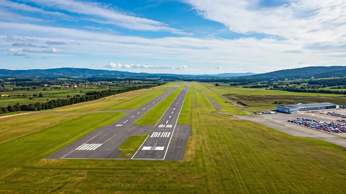 Imaxe aérea da base aérea transfronteiriza de Mandín (Verín) e Rabal (Oímbra).