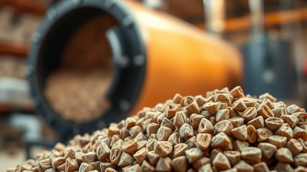 Imaxe xenérica de pellets de biomasa, un combustible renovable.