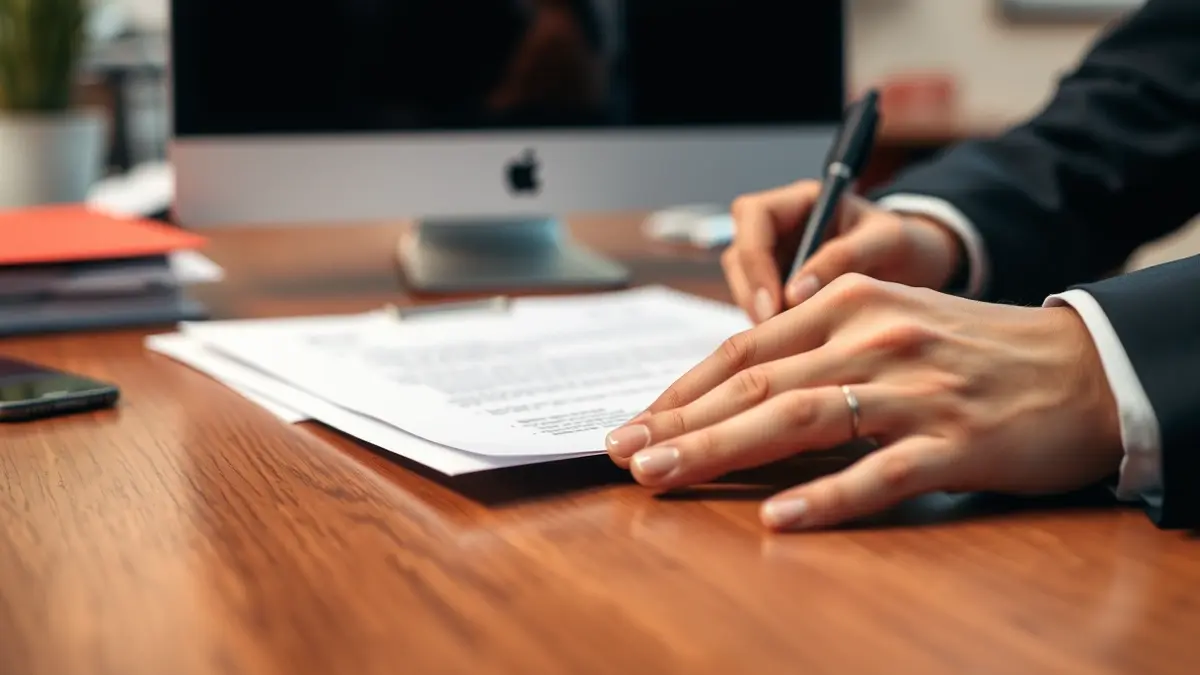 Imaxe xenérica de mans asinando documentos, simbolizando a creación de empresas.