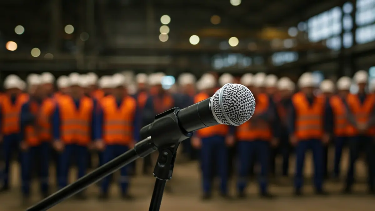 Imagen genérica de un micrófono en un podio, simbolizando una protesta o declaración sindical.
