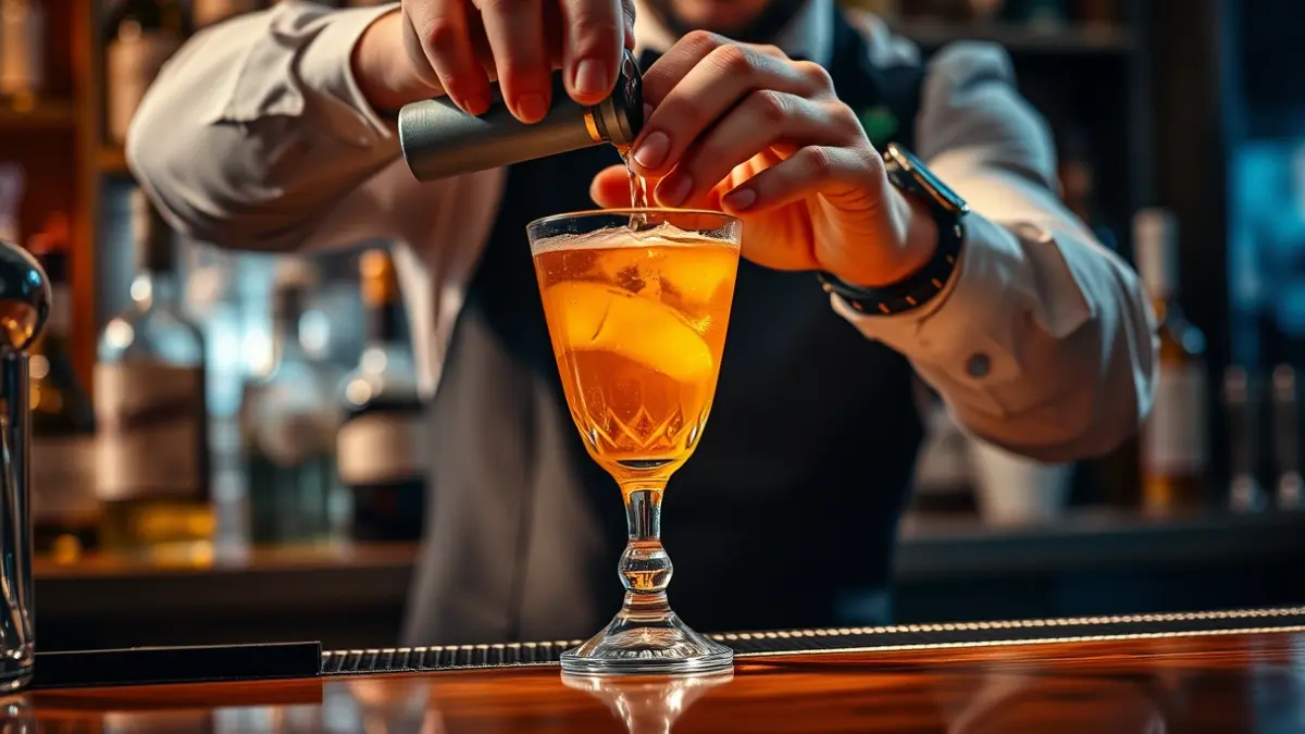 Imagen genérica de un cóctel siendo preparado por un camarero.