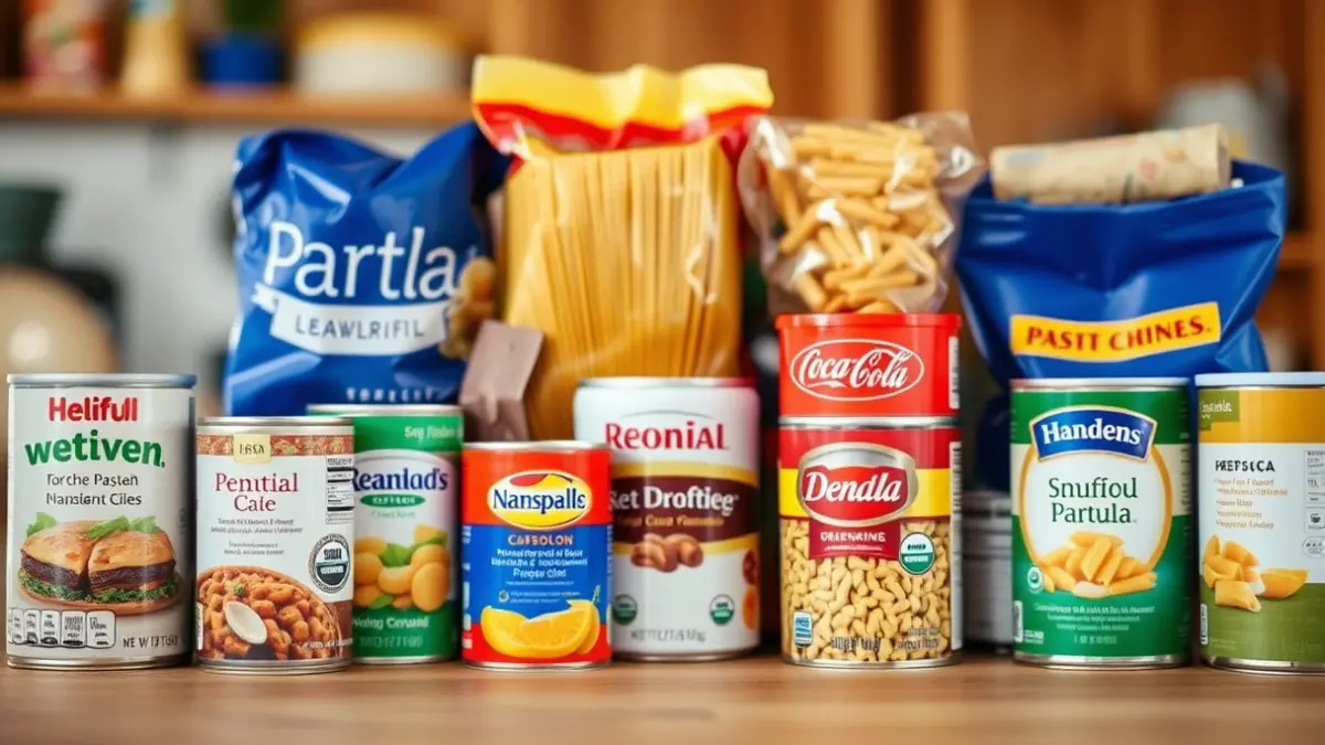 Imaxe xenérica de alimentos non perecedoiros recollidos para doazón.