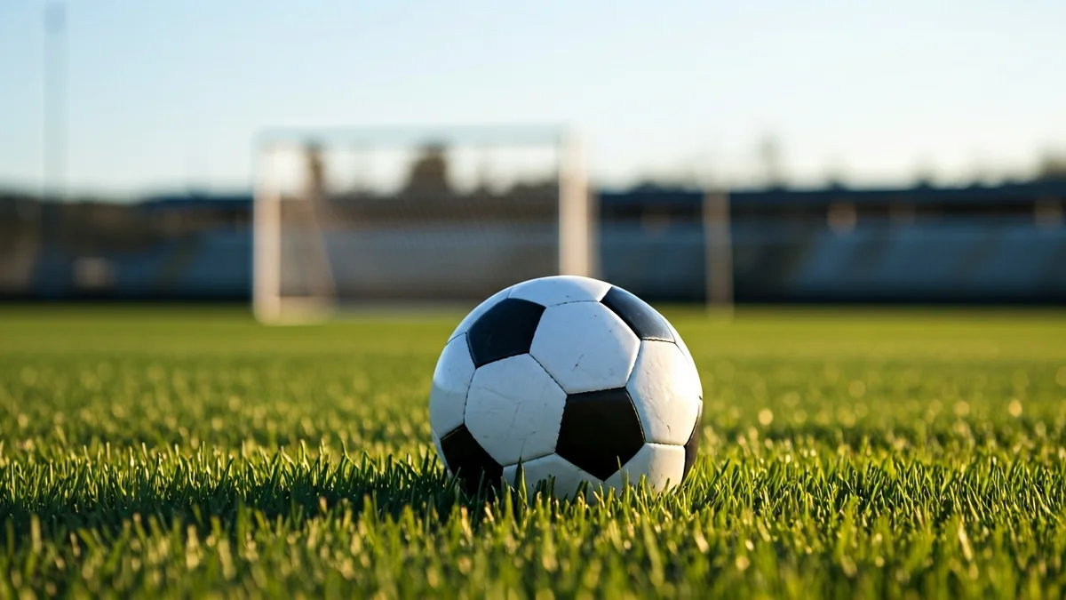 Imagen genérica de un balón de fútbol sobre césped, con una portería al fondo.