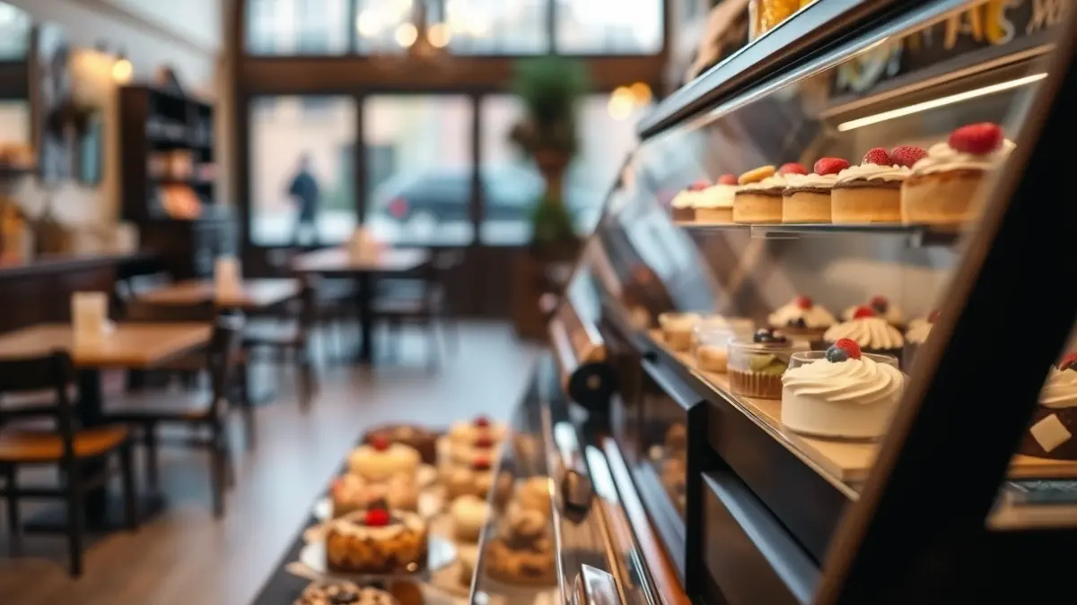 Imaxe xenérica dunha confitería con doces e bolos.