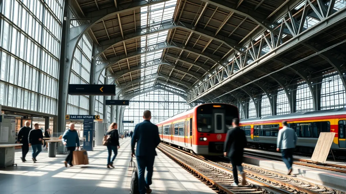 Imagen genérica de una estación de tren moderna con obras en curso.