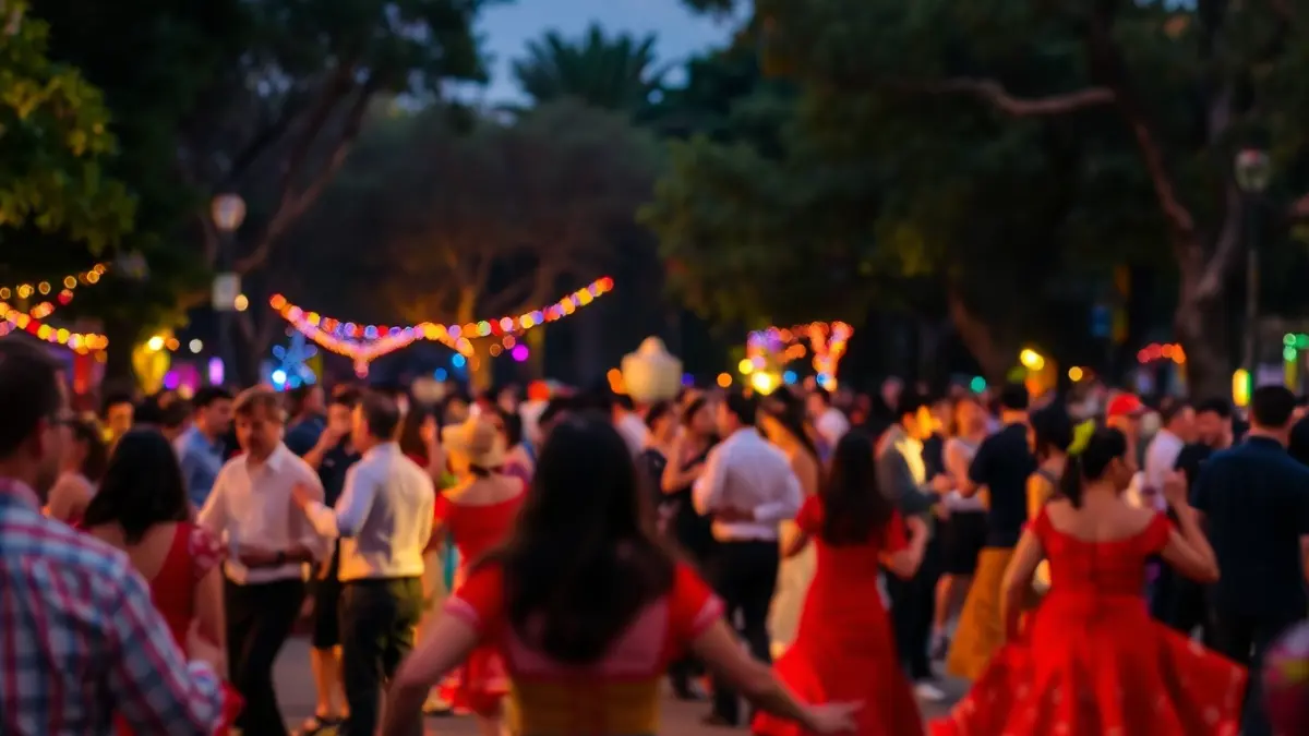 Imagen genérica de una fiesta popular con baile y música.