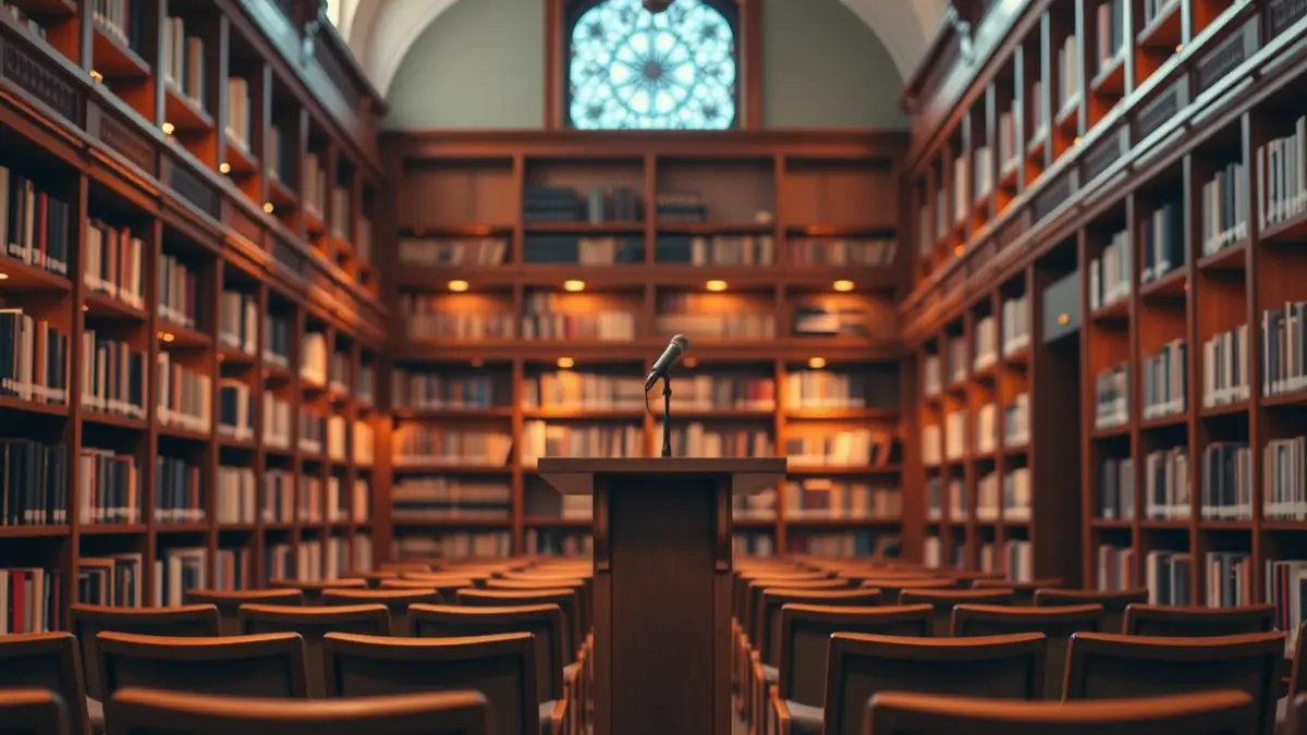Imagen genérica de una biblioteca con estantes llenos de libros y un ambiente acogedor.