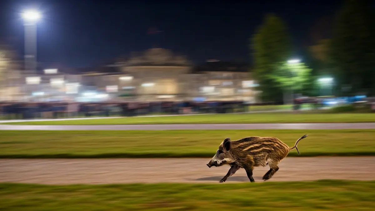 Imaxe xenérica de xabarís nun entorno urbano de noite.