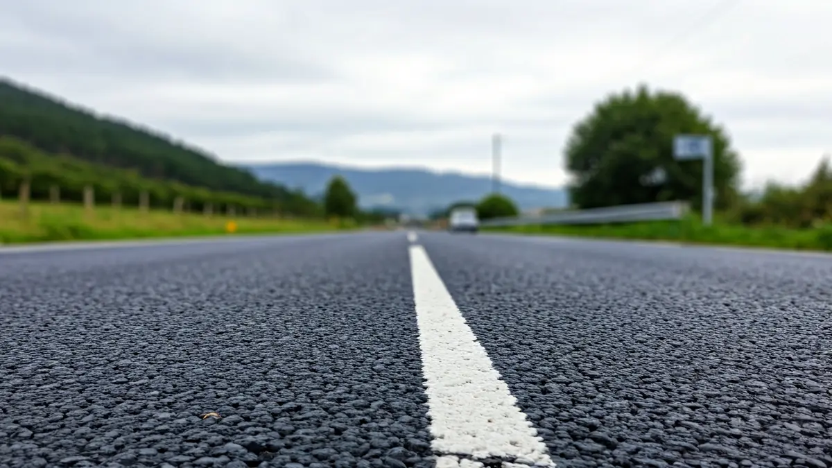 Imagen genérica de asfalto reparado en una carretera rural.