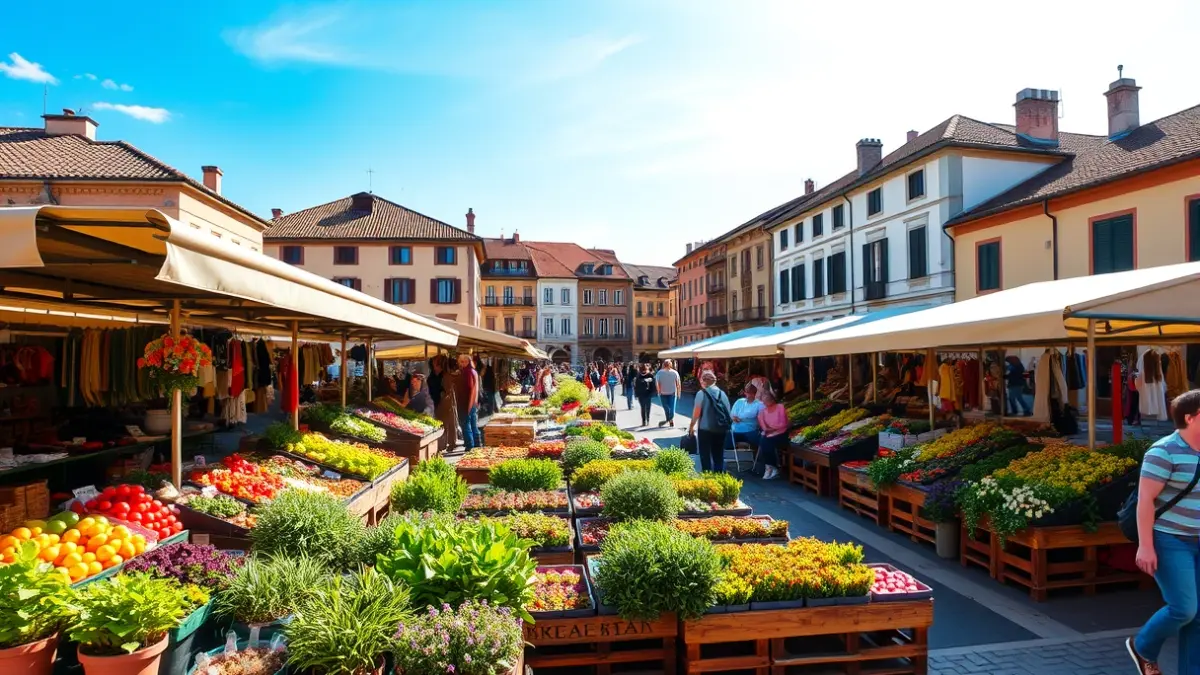 Imagen genérica de una feria de productos locales y artesanía.