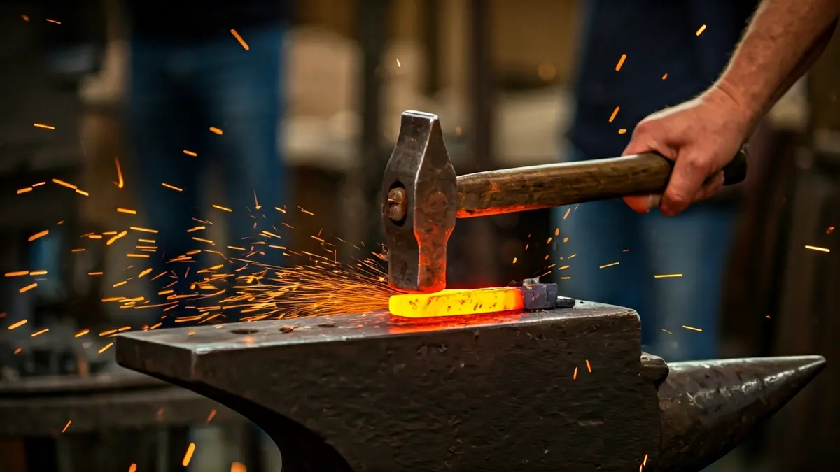 Imaxe xenérica dun ferreiro traballando o ferro nunha forxa tradicional.