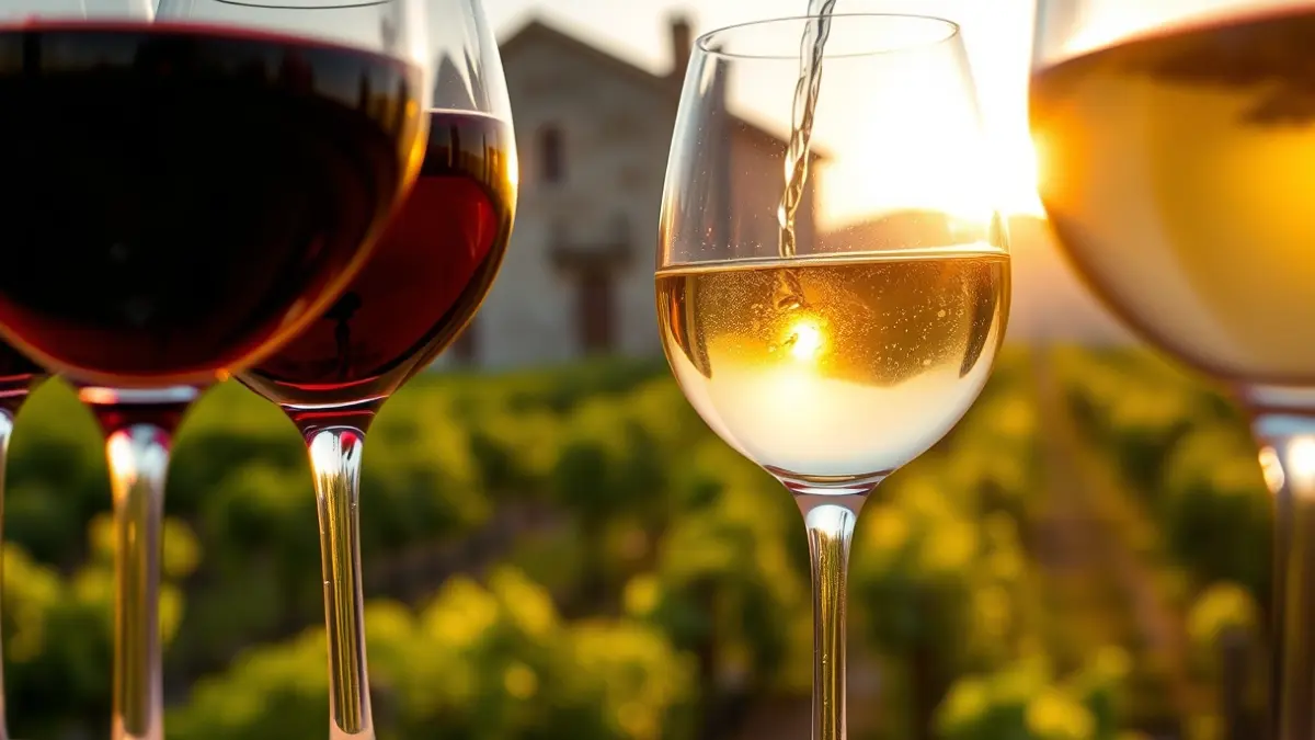 Imaxe xenérica de copas de viño con viñedos ao fondo, representando a Feira do Viño de Valdeorras.