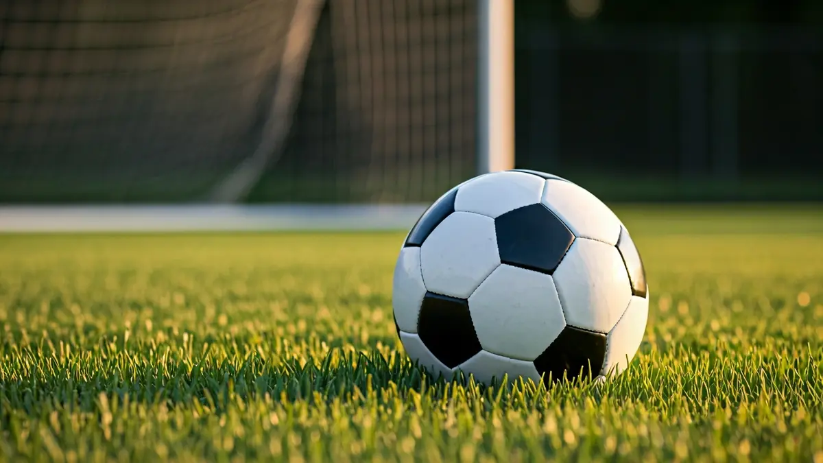 Imaxe xenérica dun balón de fútbol sobre herba, representando o deporte federado.
