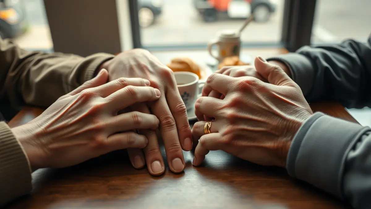 Imaxe de mans de mulleres nunha mesa de café, simbolizando a súa unión e loita.