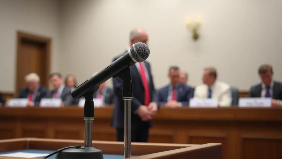 Imagen genérica de un micrófono en un podio, simbolizando un debate político.