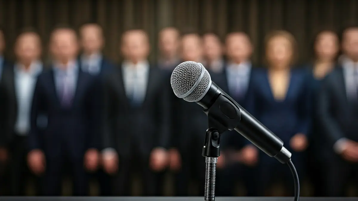 Imaxe xenérica dun micrófono nun podio, simbolizando unha declaración política ou rolda de prensa.
