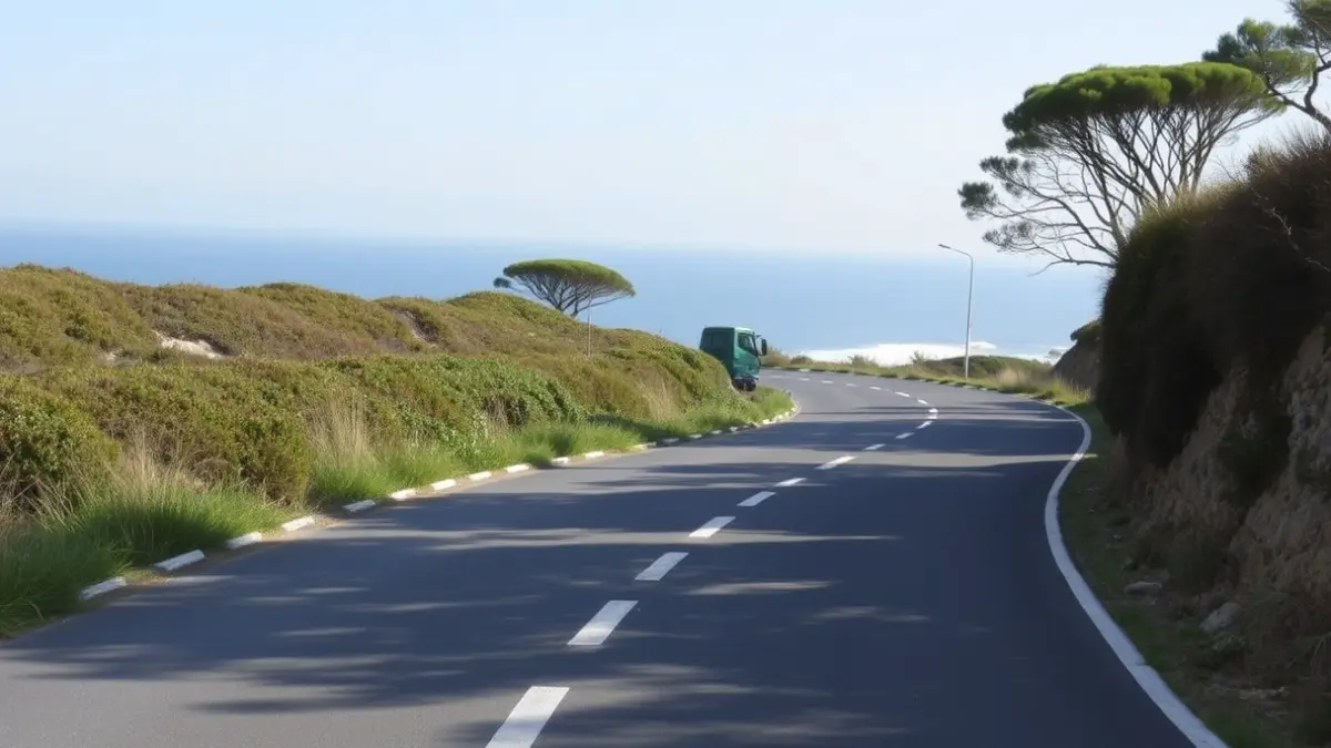 Imaxe xenérica dun carril bici nunha zona costeira.