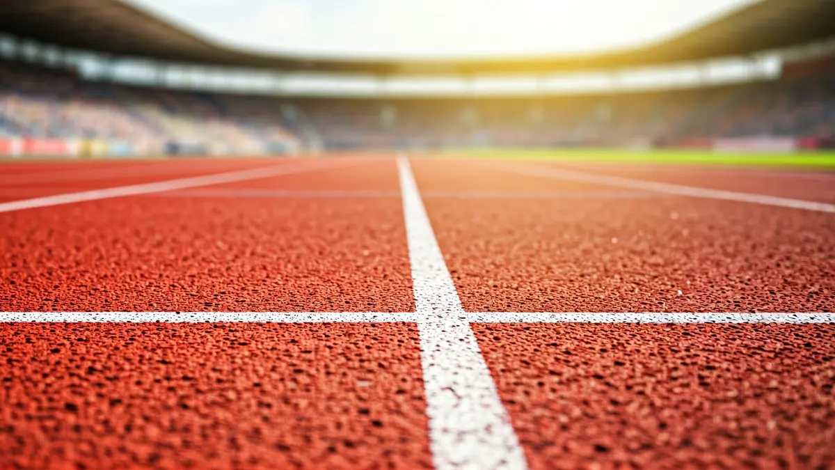 Imagen genérica de una pista de atletismo con sus líneas blancas.
