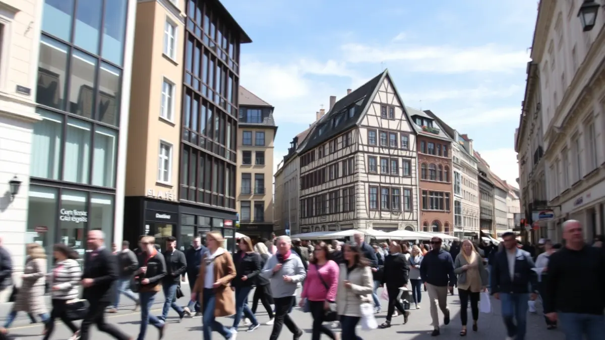 Imaxe xenérica de persoas camiñando por unha rúa urbana, representando a diversidade da poboación.