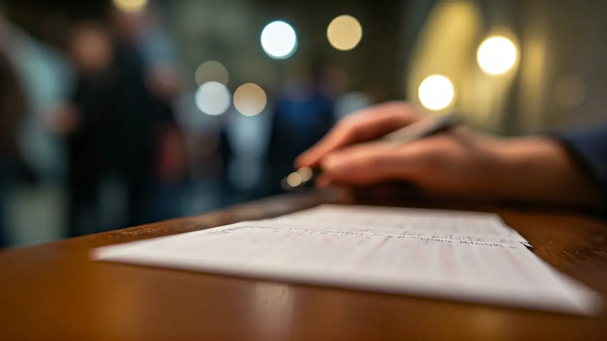 Imagen genérica de un boleto de lotería sobre un mostrador de madera.