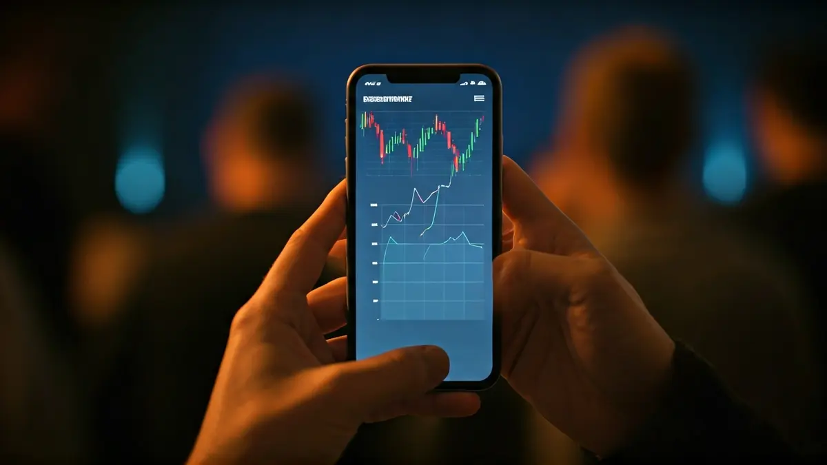 Imaxe xenérica dun teléfono móbil mostrando unha aplicación de investimento.