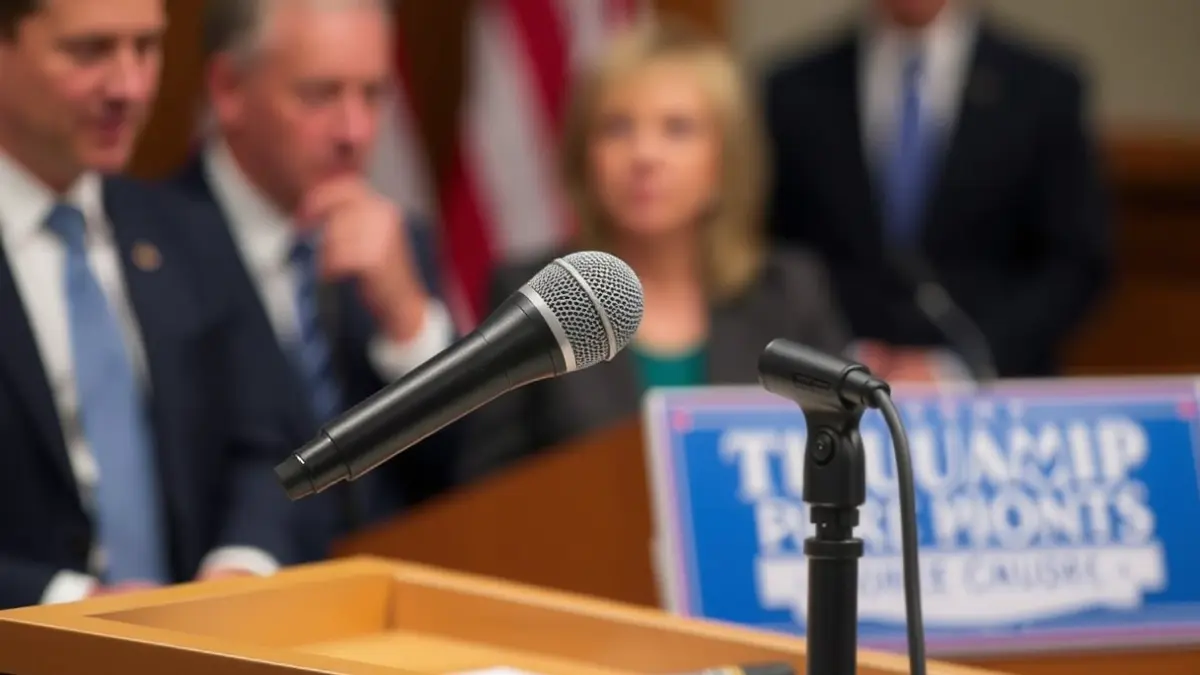 Imaxe xenérica dun micrófono nun podio, simbolizando o debate político.