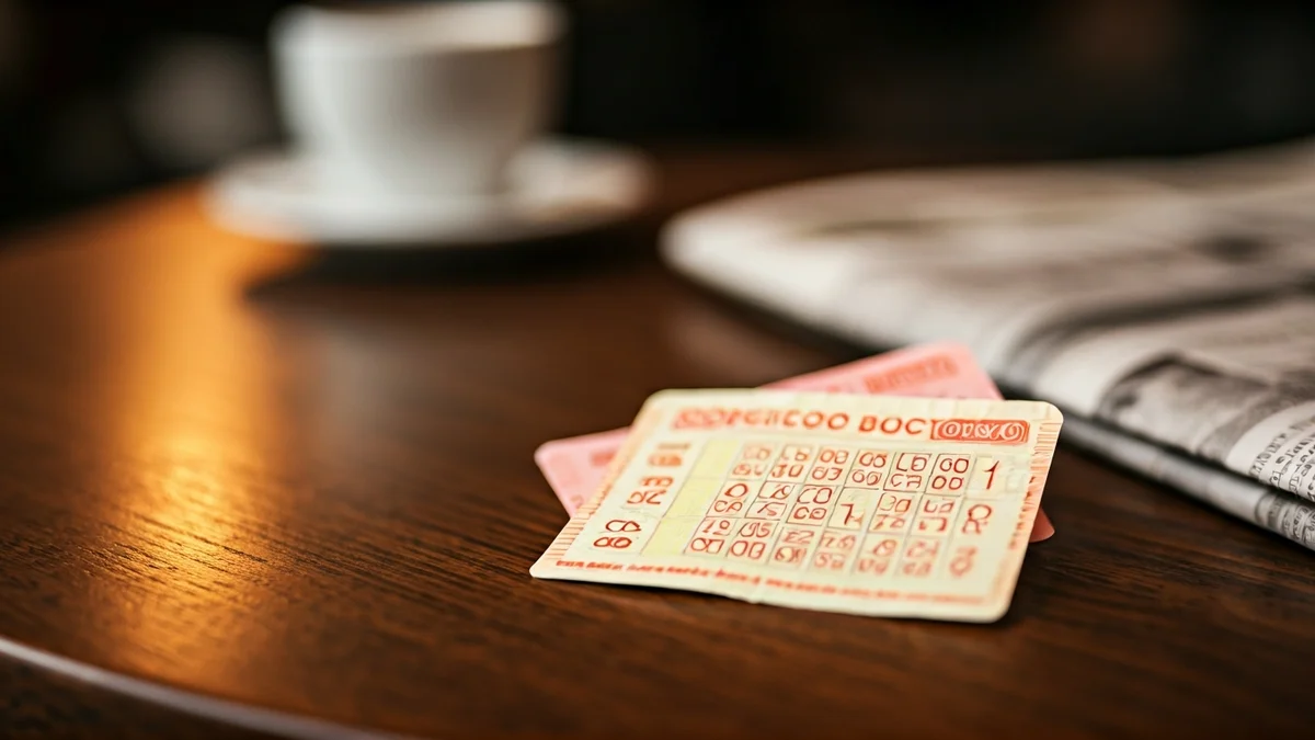 Imagen genérica de un boleto de la Bonoloto sobre una mesa de café.