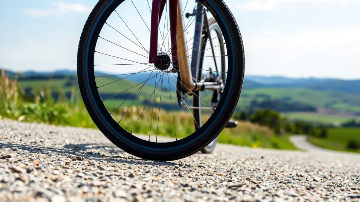 Imagen genérica de una rueda de bicicleta en un camino de tierra.
