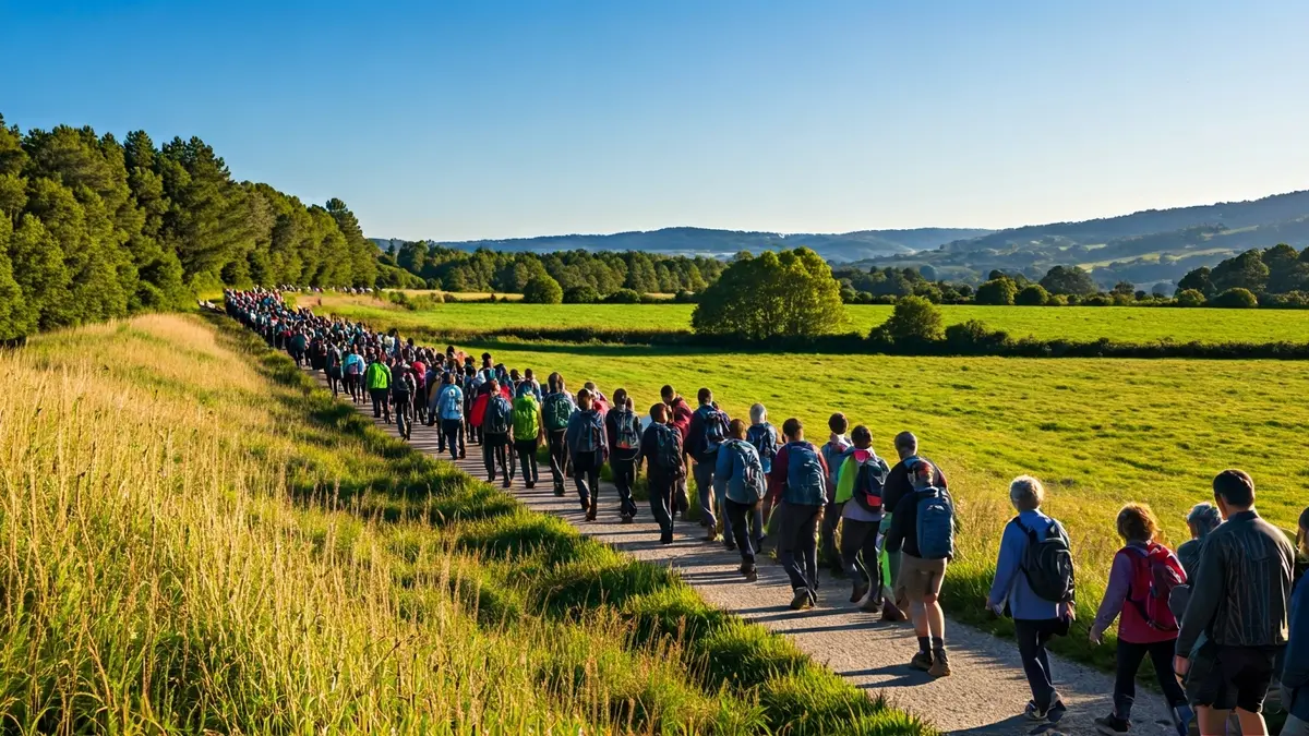 Imagen genérica de caminantes en una ruta popular en Galicia.