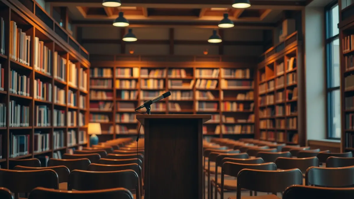 Imagen genérica de un auditorio o sala de conferencias preparada para un evento cultural.