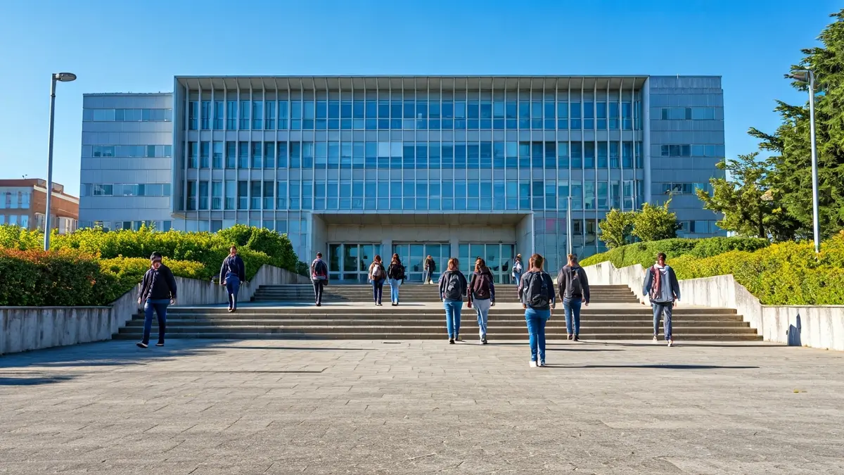 Imagen de la Universidad de Vigo, con estudiantes en el campus.