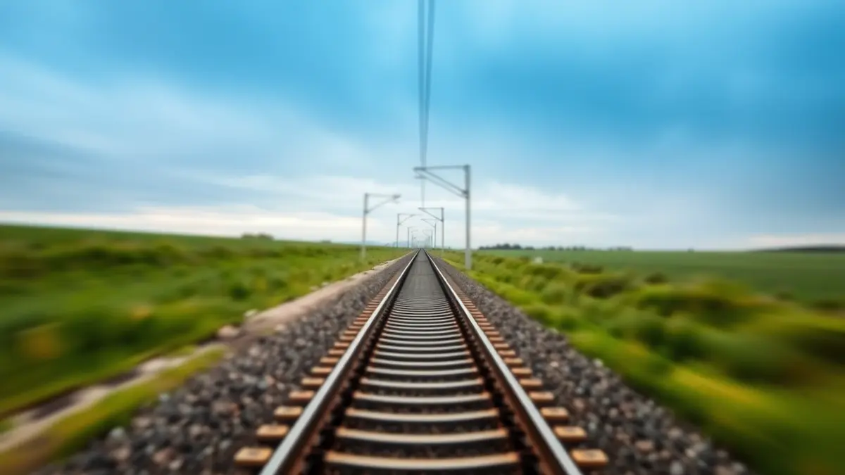 Imaxe xenérica dunha vía de tren de alta velocidade en Galicia.