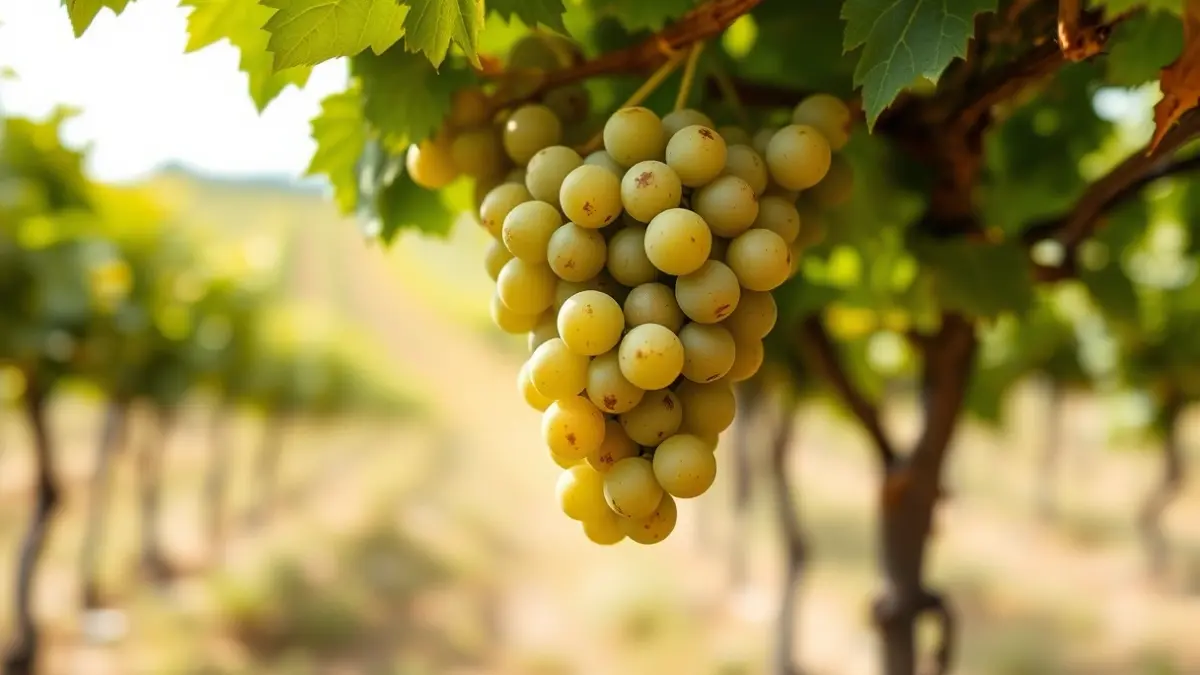 Imagen genérica de uvas en un viñedo, representando el sector vitivinícola.