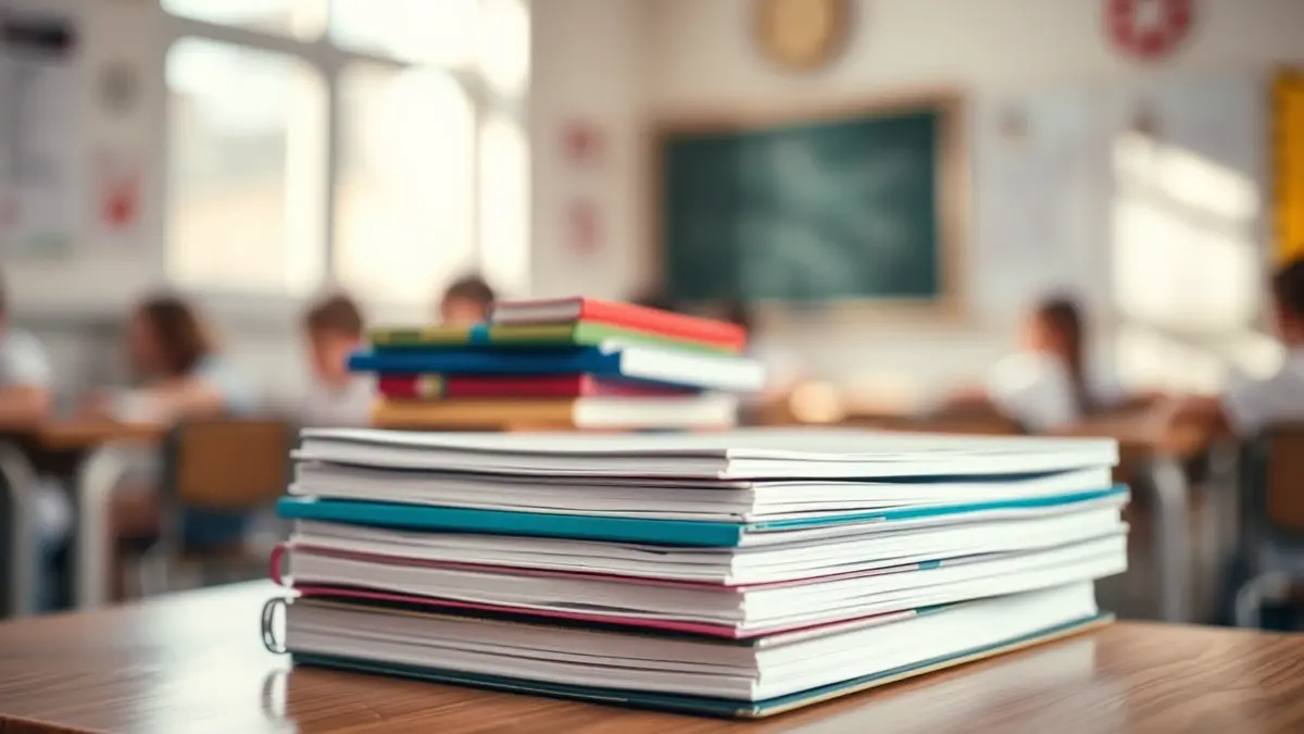 Imagen genérica de libros de texto y material escolar sobre una mesa.