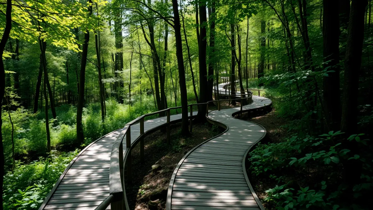 Imaxe dunha senda accesible nun entorno natural