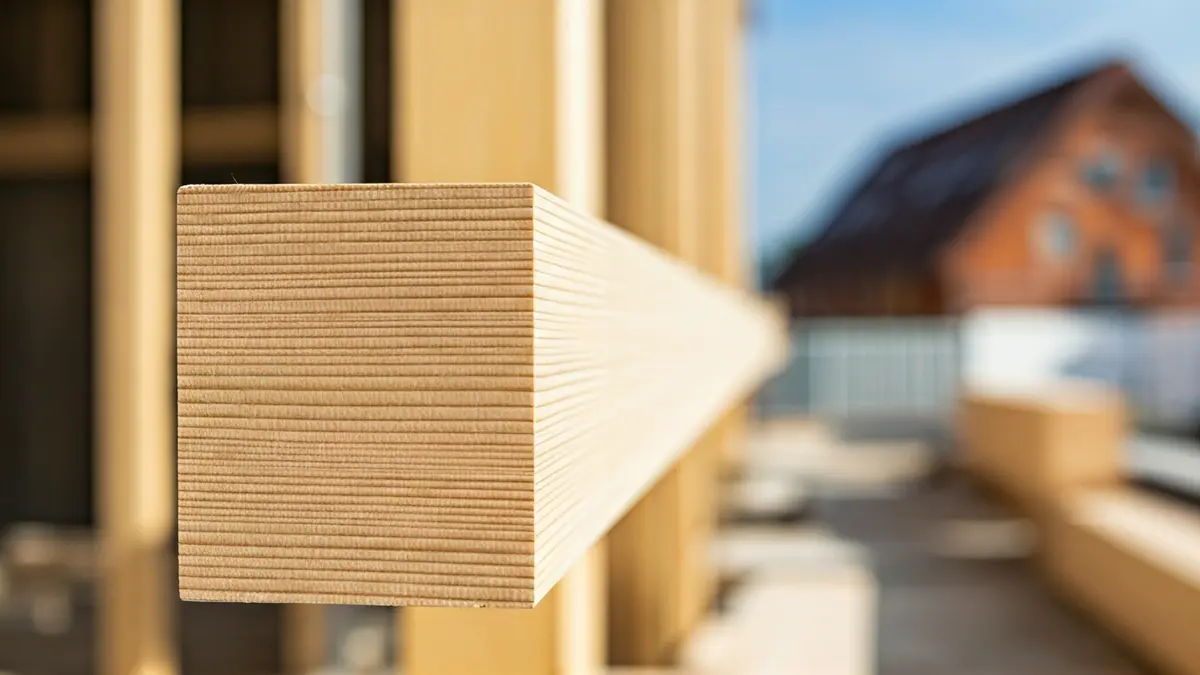 Imagen genérica de una viga de madera en una construcción moderna.