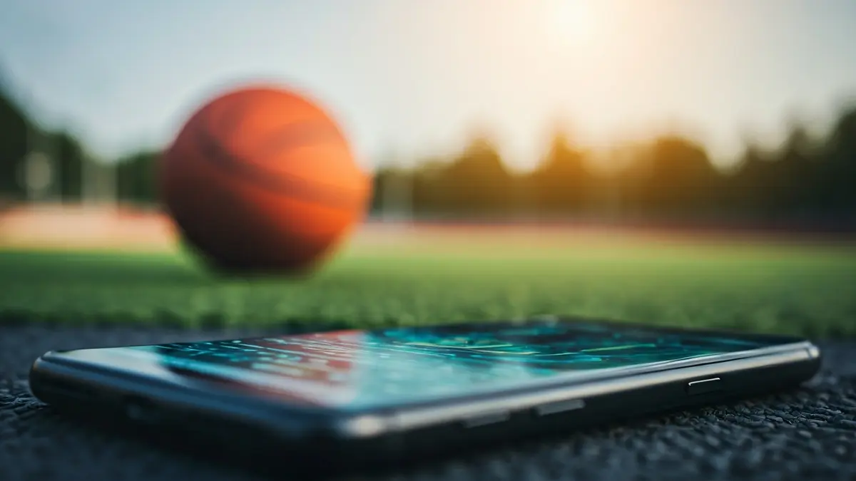 Imaxe xenérica dun teléfono móbil e un balón deportivo, simbolizando o contraste entre o uso de pantallas e a actividade física.