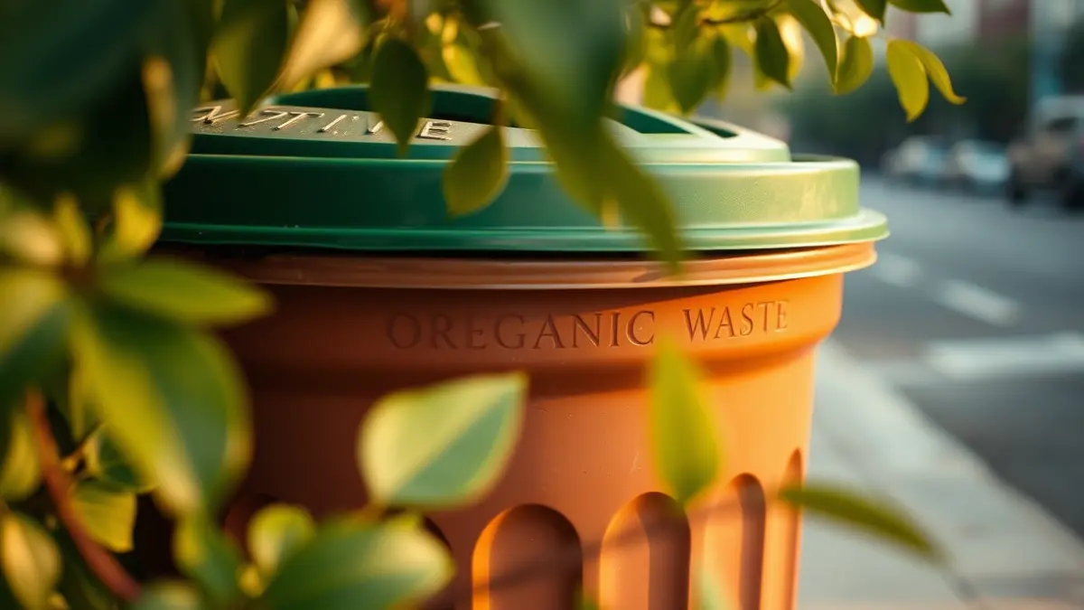 Imaxe xenérica dun contedor marrón de biorresiduos.