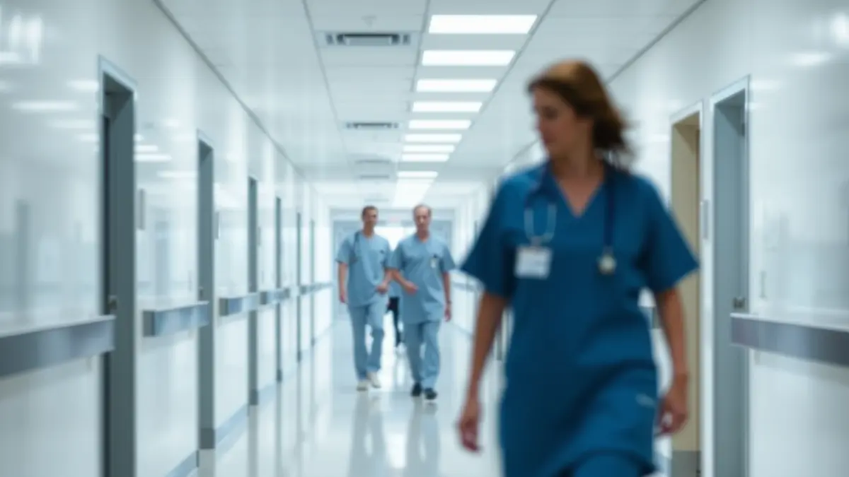 Imagen genérica de un pasillo de hospital moderno y luminoso.