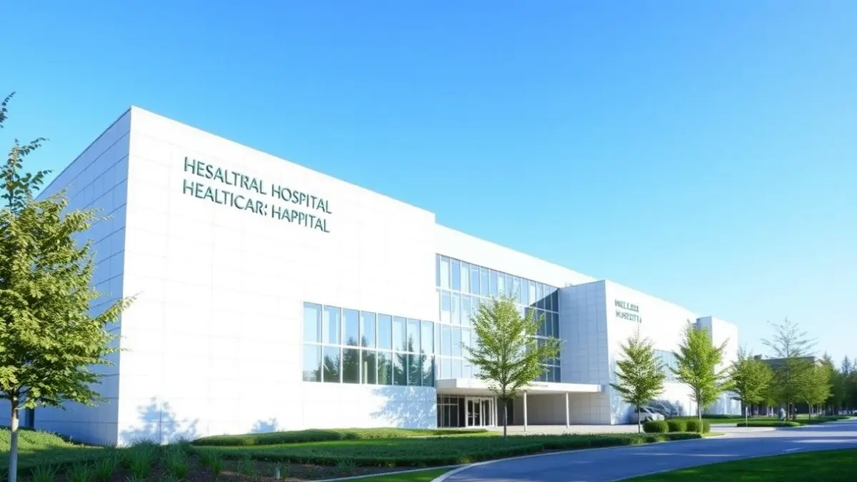 Imagen de un moderno edificio hospitalario, simbolizando la inversión en infraestructuras sanitarias.