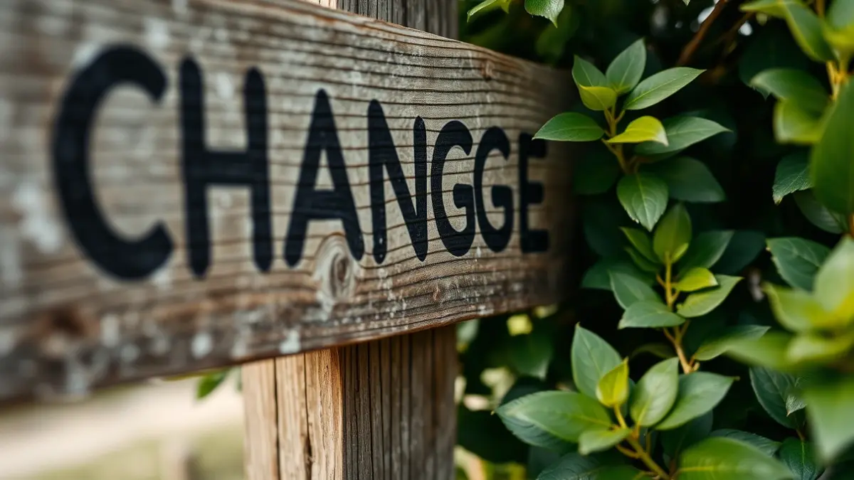 Sinal de tráfico nunha estrada rural galega, indicando un cambio de nome de lugar.