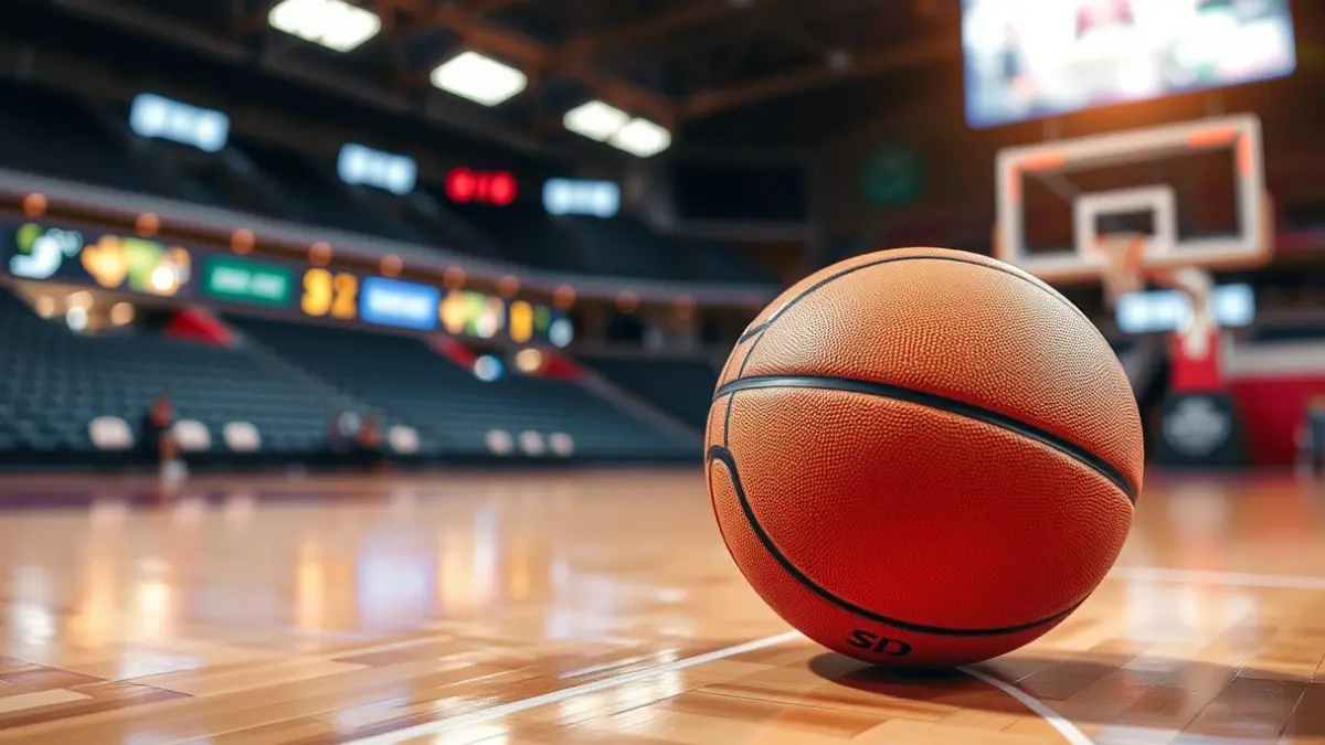 Imagen genérica de un balón de baloncesto en una cancha.