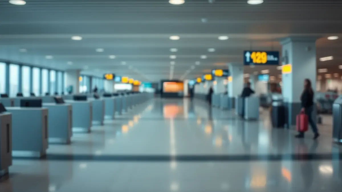 Imaxe xenérica do interior dunha terminal de aeroporto.