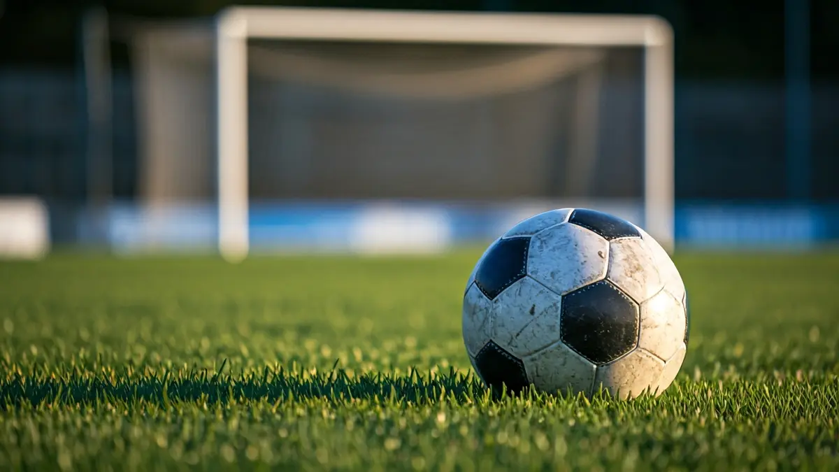Imaxe xenérica dun balón de fútbol sobre a herba dun campo.