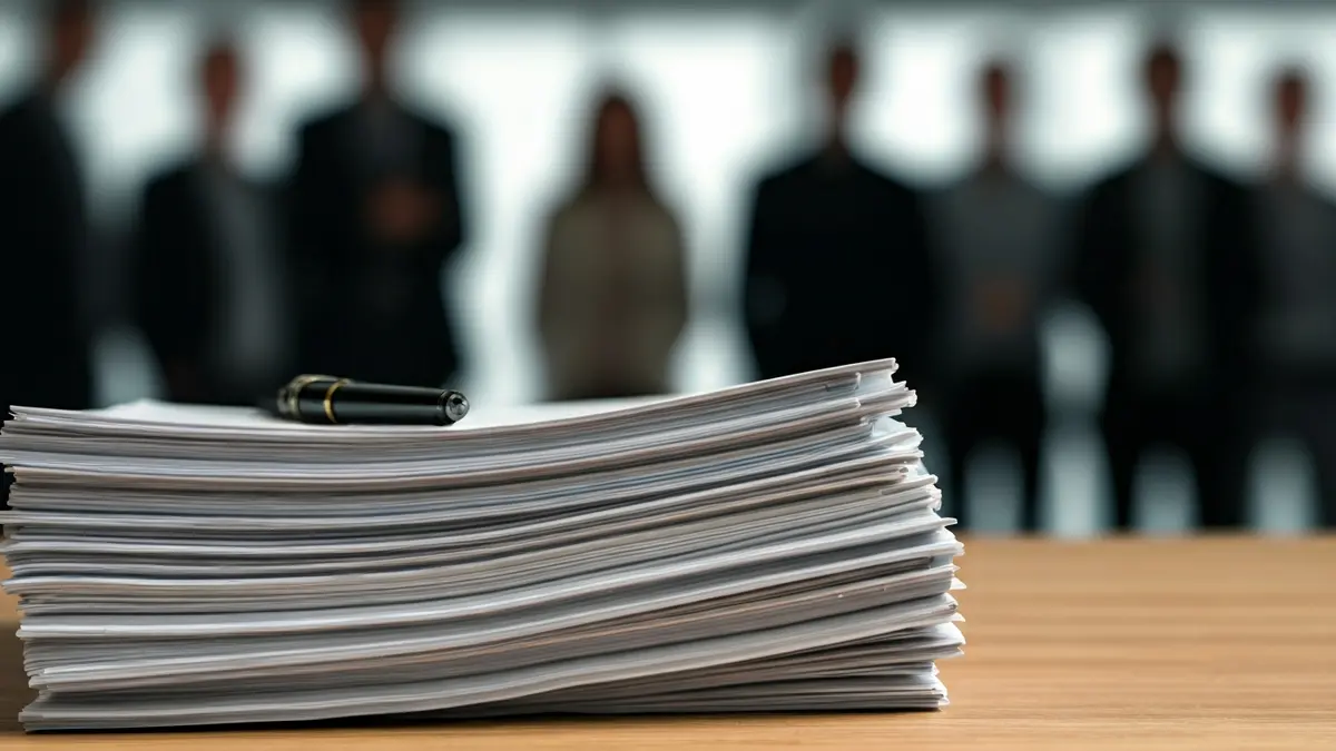 Imagen genérica de documentos legales y alegaciones sobre una mesa.