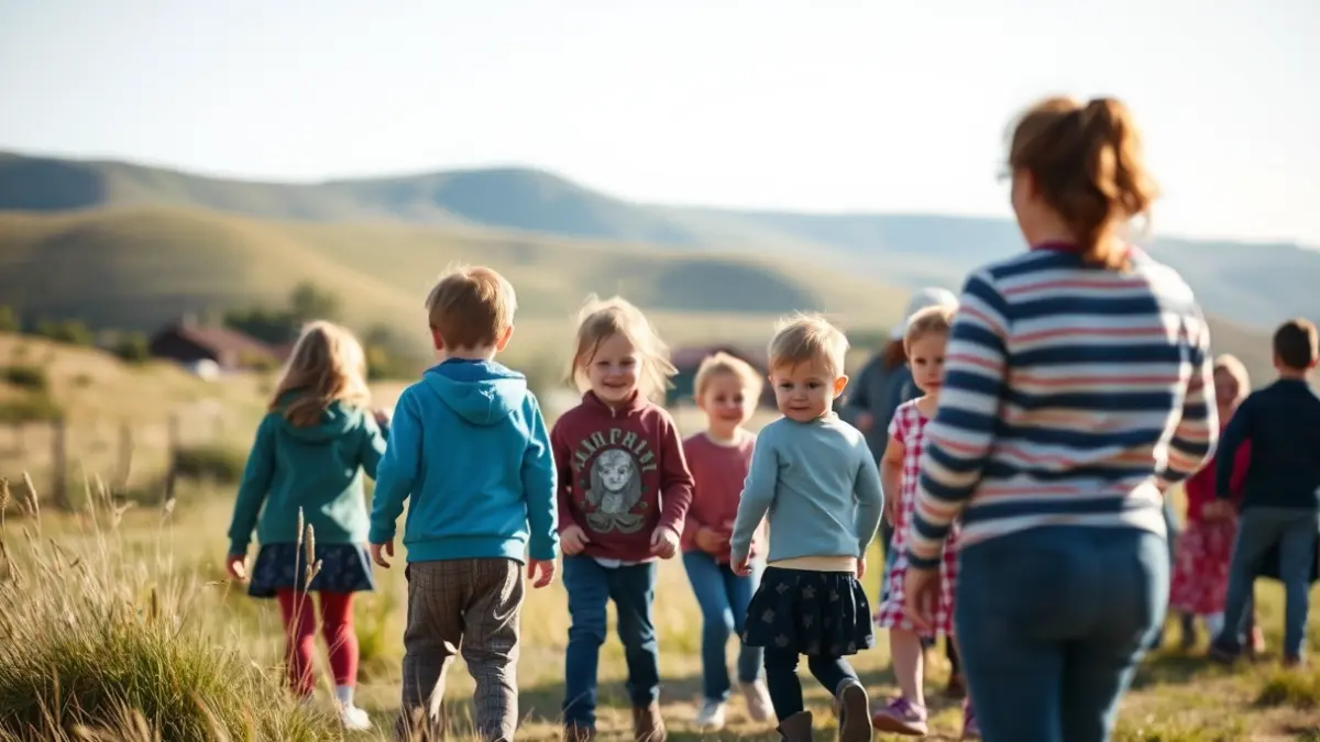Imagen genérica de niños y familias participando en actividades al aire libre en un entorno natural.