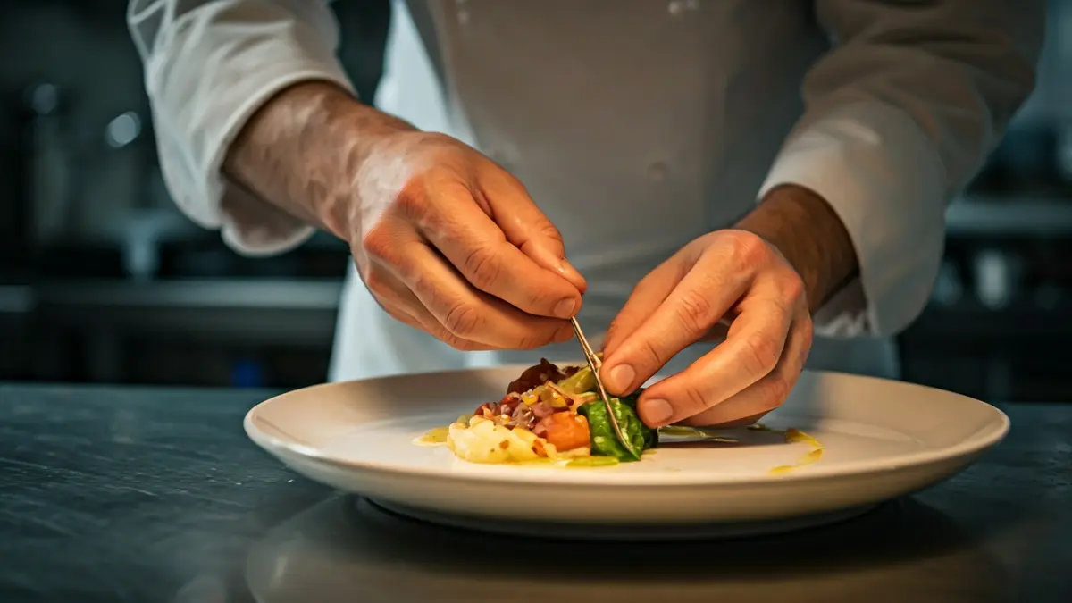 Imaxe xenérica dun chef cociñando un prato moderno galego.