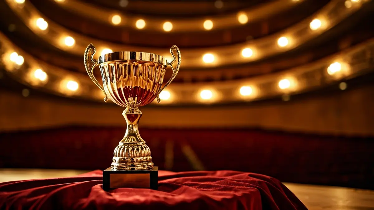 Imagen genérica de un premio teatral en un escenario.