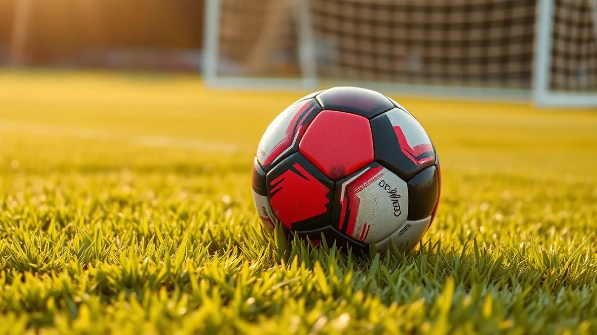 Imaxe xenérica dun balón de fútbol sobre a herba dun campo.