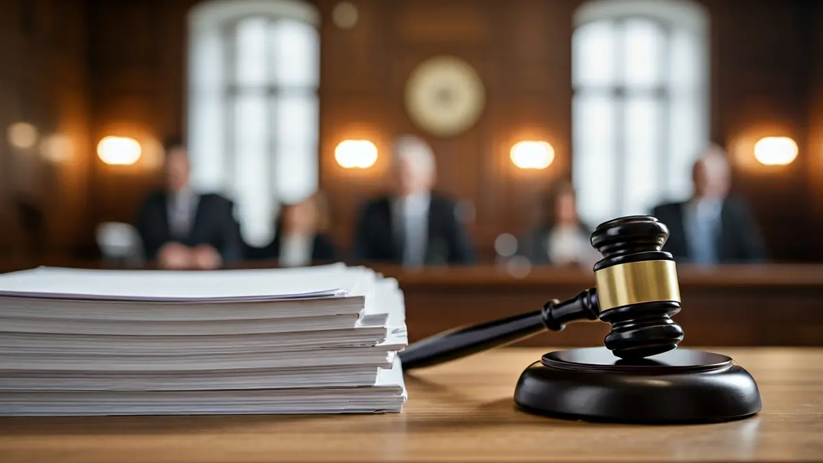 Imagen genérica de un mazo de juez sobre documentos legales en un juzgado.